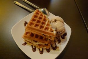 Yummy Waffle with Ice Cream