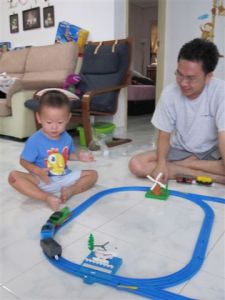 Playing with My New Train